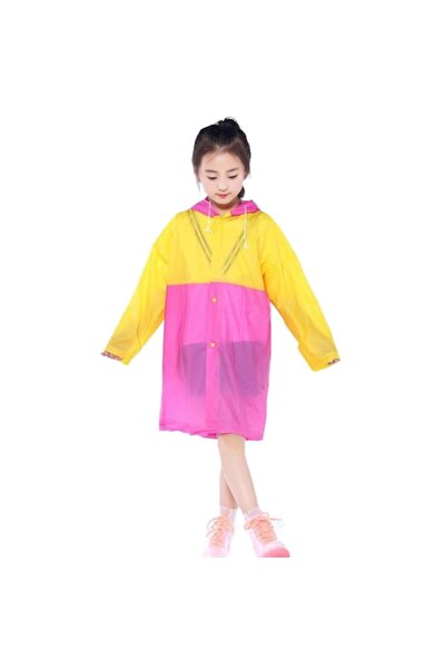 FORHOUSE Girls' Rain Poncho, Size XXL, Yellow-Pink