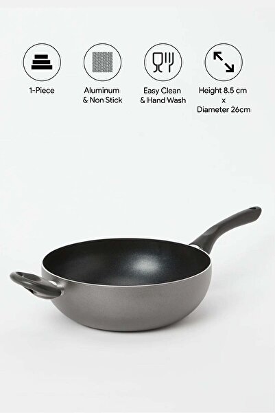REDTAG Black Aluminum Non Stick Wok Pan (26Cm)