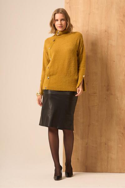 FTZ WOMEN Women's Button Detail Sweater Mustard 25064