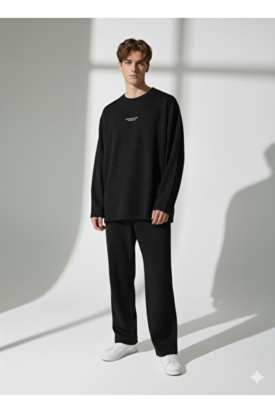 ribana Unisex Crew Neck Printed Pockets Long Sleeve 2-Piece Set