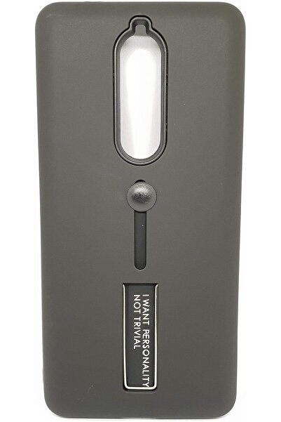 Other جراب حماية لهاتف Nokia 5.1 مزود بمقبض وحامل مدمجين - أسود، مصنوع من ماد...