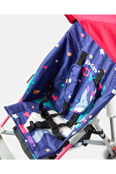 REDTAG Pink Printed Baby Buggy With Round Canopy