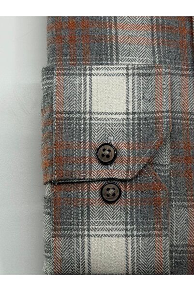 KAMER Regular Fit Winter Long Sleeve Button-Up Collar Plaid Multi-Color Shirt 3870g