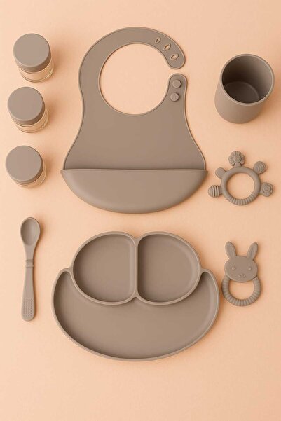 CKM silikon Bebek Beslenme Seti Bej 9 Parça Silikon Mama Seti – BPA’sız