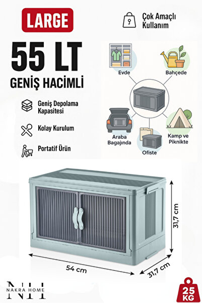 NAKRA HOME Katlanabilir TEKLİ Plastik Dolap – Çok Amaçlı Portatif Organizer (...