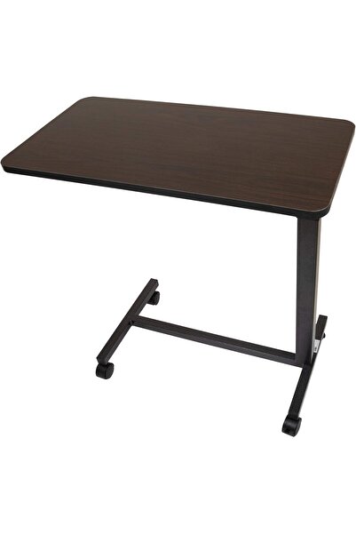Roscoe Medical Carex Overbed Table - Adjustable Rolling Laptop/Bedside Table, Brown (ROS-OBT)