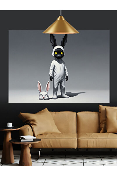 KanvasSepeti Iepure înfricoșător Pictură în ulei de înaltă calitate texturat ...