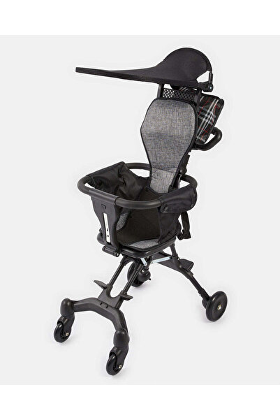 REDTAG عربة أطفال خفيفة الوزن قابلة للطي باللون الأسود للسفر مع صندوق ملون