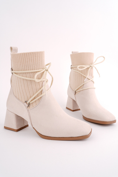 Madam Tarz حذاء إيمما ذو الكعب السميك المصنوع من التريكو