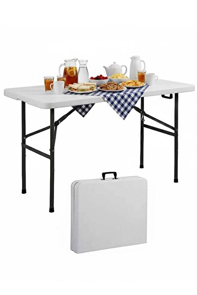 AGD Folding Rectangular Plastic Table, 120 cm, White
