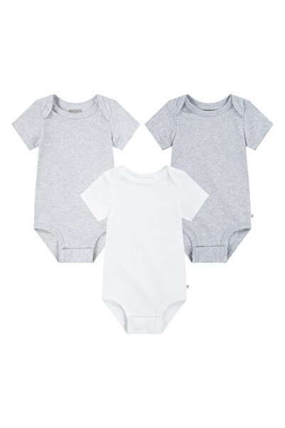 Huggies بدلة جسم هيجن للبنات باللون الرمادي الفاتح، عبوة من 3 قطع