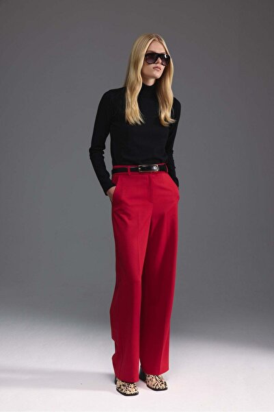 Tailors Room Straight Cut High Waist Trousers - Red