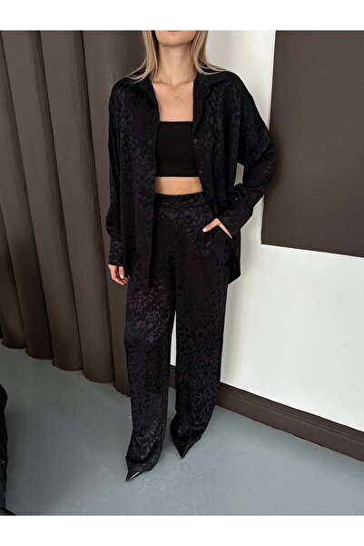 cottonage Patterned Satin Shirt Set