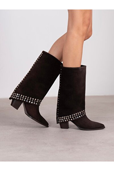ECENİN BUTİĞİ Vanora Kahve Süet Troklu Hakiki Deri Kadın Bot