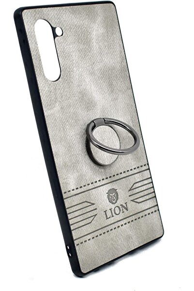 Lion premium leather back case with stand for Samsung Galaxy Note 10 (Gray)