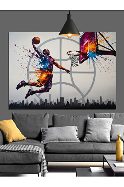 KanvasSepeti Pictură în ulei de înaltă calitate cu tematică de baschet textur...