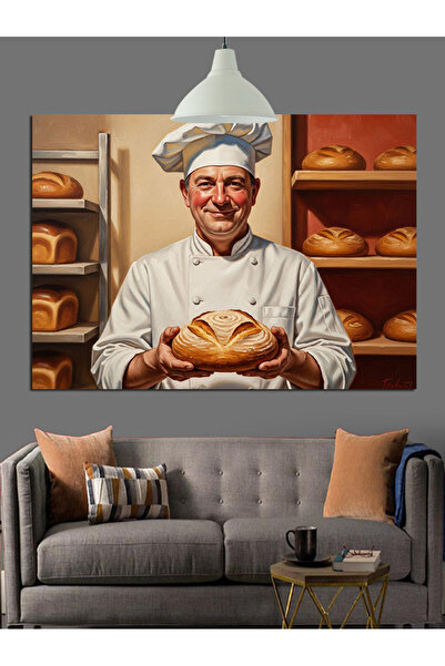 KanvasSepeti Aşçı Pâine Coacere Pictură în ulei de înaltă calitate texturat P...