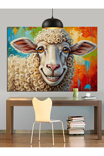 KanvasSepeti Portretul capului de miel Pictură în ulei de înaltă calitate tex...