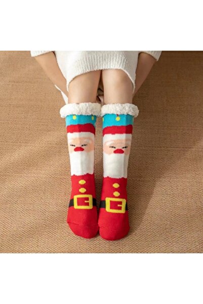 OEM 1 pair of Christmas themed fleece socks for women, non-slip, 31508-7