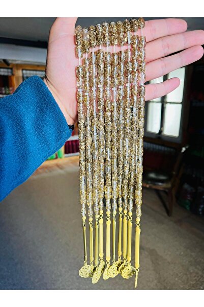 TTS TÜRK TESBİH SANATI Gold Leaf Rosary, Rosary with Gold Particles