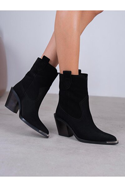 ECENİN BUTİĞİ Hermoso Siyah Süet Hakiki Deri Bot
