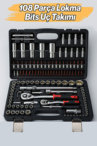 Badem10 Socket Set 108 Pieces 1/2'' 1/4'' Cr-V Steel 6 Corner Socket Wrench Set Professional Repair Kit