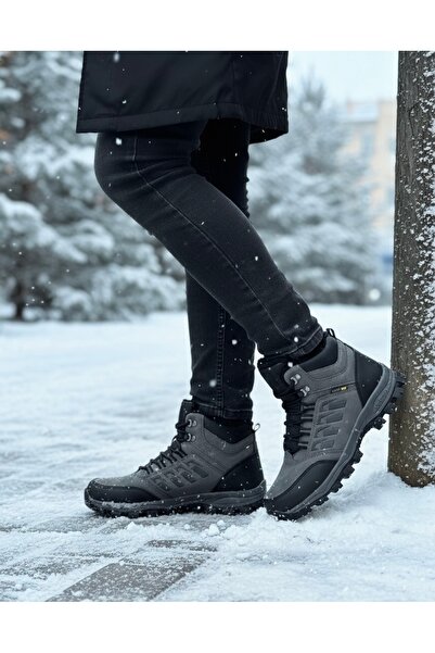 Budaks Men's Boots with Fur Inside, Water and Cold Resistant, Zippered, Lace-Up Outdoor Trekking Boots