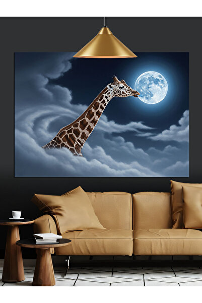 KanvasSepeti Girafe Moonlight Pictură în ulei de înaltă calitate texturat Can...