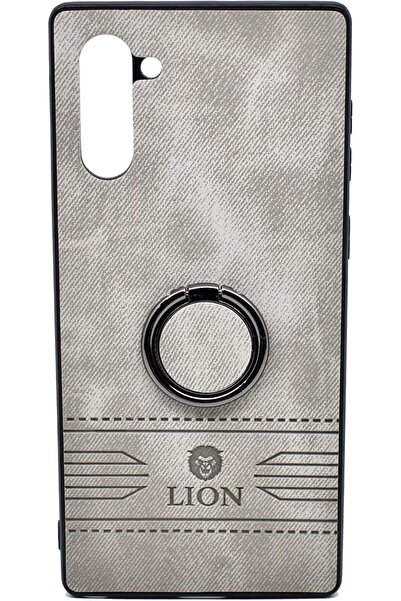 Lion premium leather back case with stand for Samsung Galaxy Note 10 (Gray)