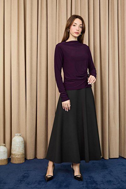 Loreen Women's Belt Detailed Blouse -20721Blz - Purple