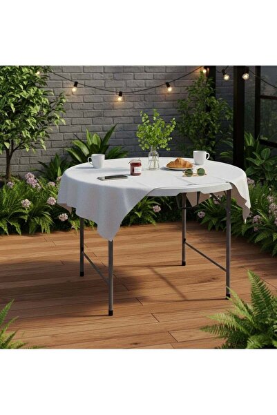 AGD Portable Folding Round Table 122 cm Steel Frame for Travel, Beach & Home - White