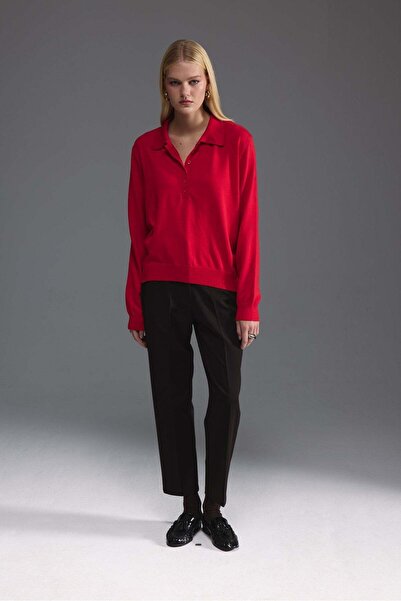 Tailors Room Polo Neck Sweater - Red