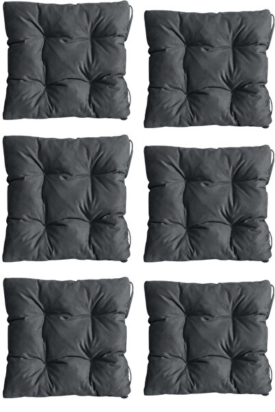 Mutfakta Moda Chair Cushion / Gray Color Spring Series / Baby Face 6-Piece Chair Cushion