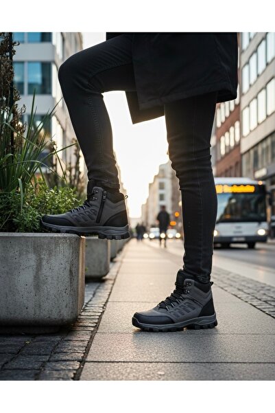 Budaks Men's Boots with Fur Inside, Water and Cold Resistant, Zippered, Lace-Up Outdoor Trekking Boots