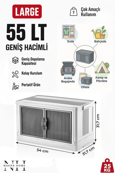 NAKRA HOME Katlanabilir TEKLİ Plastik Dolap – Çok Amaçlı Portatif Organizer (...