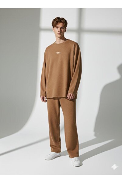 ribana Unisex Crew Neck Printed Pockets Long Sleeve 2-Piece Set