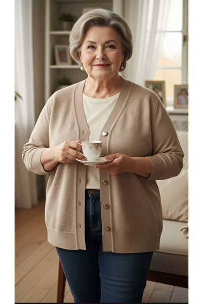 Aylin Long Sleeve Buttoned Knitwear Mother Cardigan