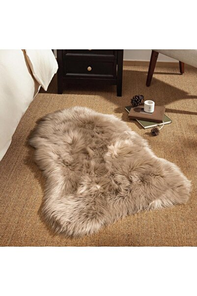 Faria Fluffy Faux Fur Rug, 60x90cm, "Sheepskin" Style, Non-Slip Base, Machine Washable, Beige