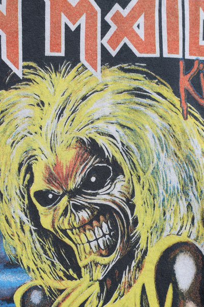 Overdrive Iron Maiden Killers Vintage Faded Black Unisex Oversized Short Sleeve Tshirt