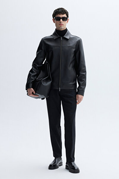 Mudo Genuine Leather Jacket with Zipper