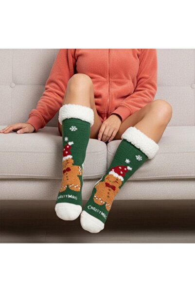 OEM 1 pair of Christmas themed fleece socks for women, non-slip, 31508-4