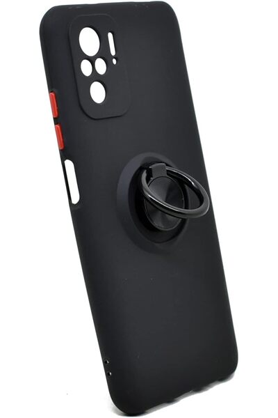 Generic Invisible Car Case with Magnetic Holder & Finger Ring TPU for Xiaomi Redmi Note 10 / 10s (Black)