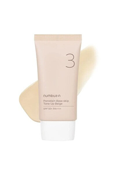 Numbuzin No.3 Porcelain Base-skip Tone Up Beige - Tone-up Makeup Base SPF 50+ PA++++, 50 ml