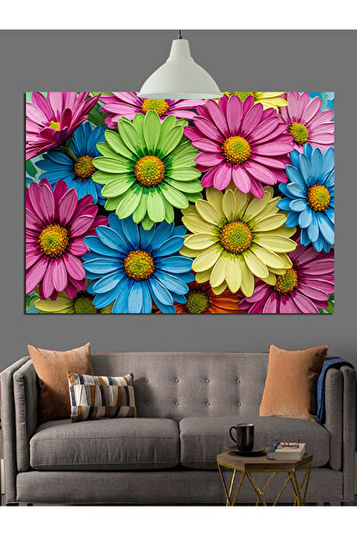 KanvasSepeti Šareno cveće Visokokvalitetna uljana slika Teksturirano Platno S...
