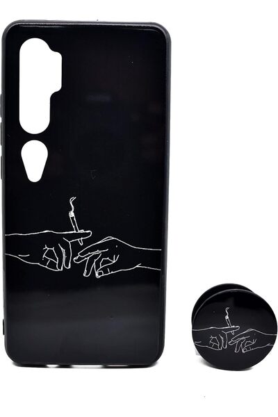 Generic Trendy Back Cover with Stand for Xiaomi Mi Note 10 / Mi Note 10 Pro - Black (Thermoplastic Polyureth