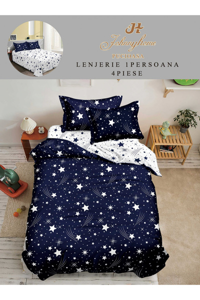 FIONNA.RO Lenjerie De Pat Finet 1 Persoana - Bleumarin Cu Stele