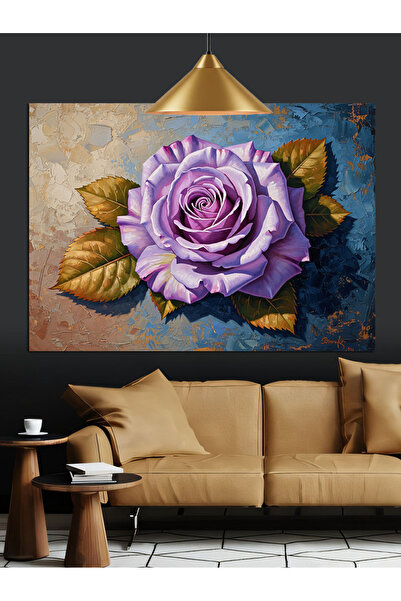 KanvasSepeti Mor Rose Flower Pictură în ulei de înaltă calitate texturat Canv...