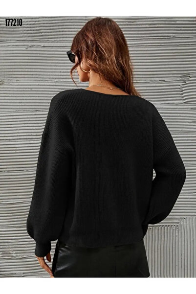 moda wanilia Women's Stylish V-Neck Comfortable Fit Long Sleeve Knitwear Blouse