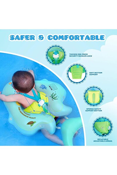 ZeeSquare No Flip Over Baby Pool Float with Canopy UPF50+ Sun Protection (3-36 Months)