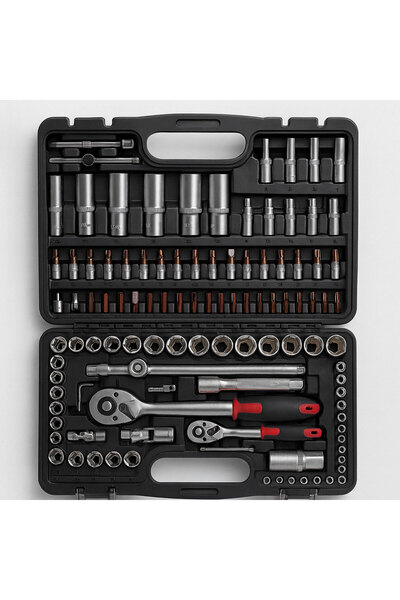 Badem10 Socket Set 108 Pieces 1/2'' 1/4'' Cr-V Steel 6 Corner Socket Wrench Set Professional Repair Kit